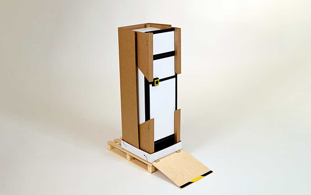 Miniature model of the packaging design for Selfly Intelligent Cabinet by Stora Enso
