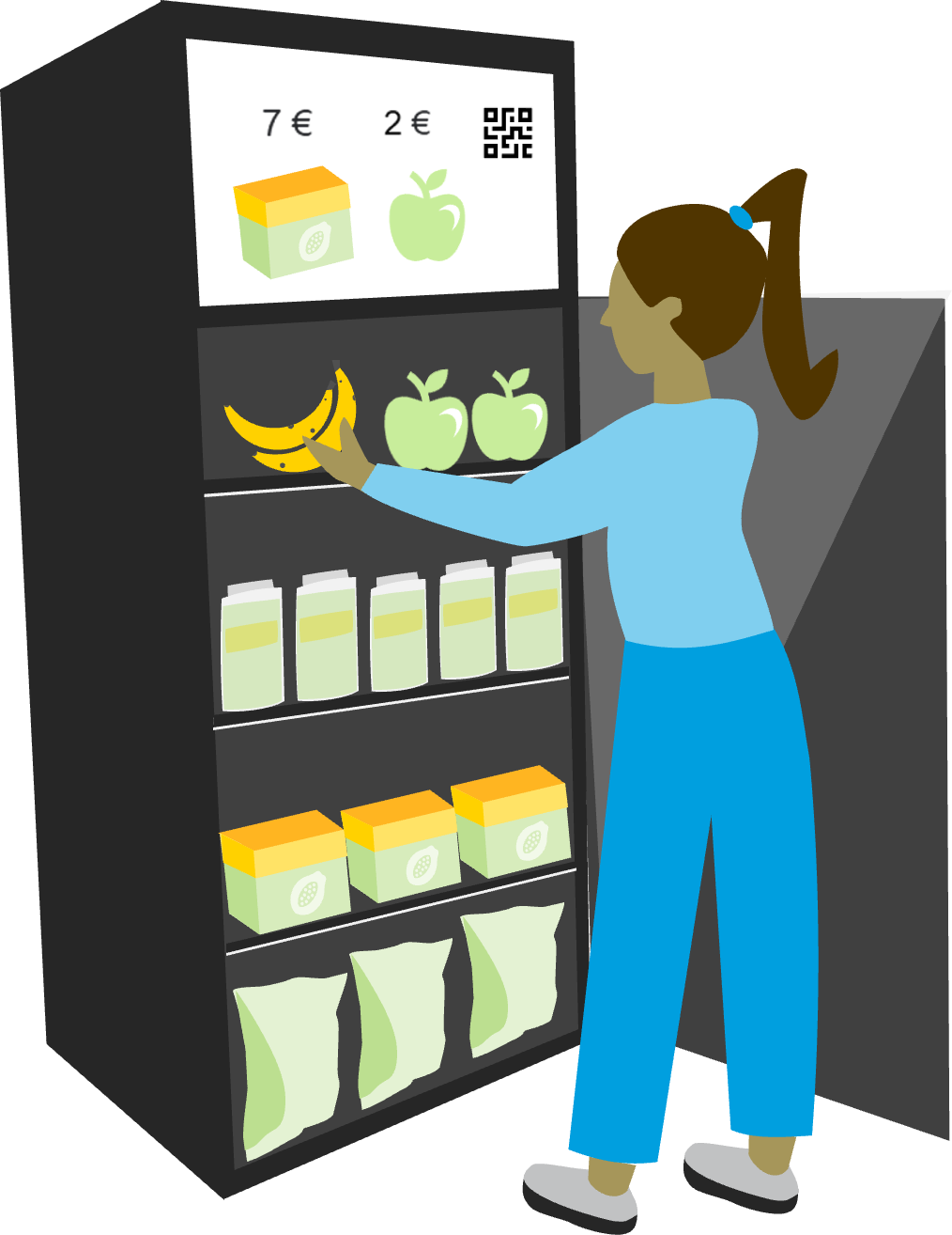 Consumer buying from a smart vending machine