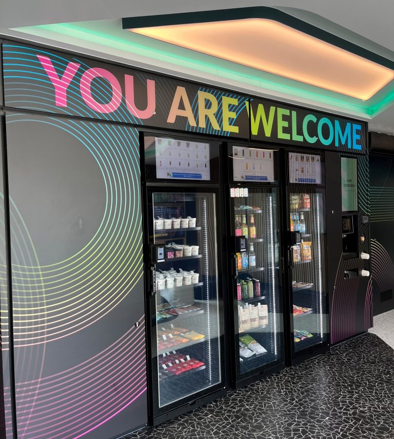 Three smart vending machines in bk World's Tesla lounge